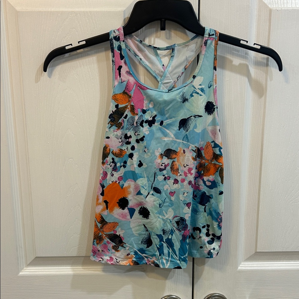 Tek Gear Floral Tank Top - Blue and Orange